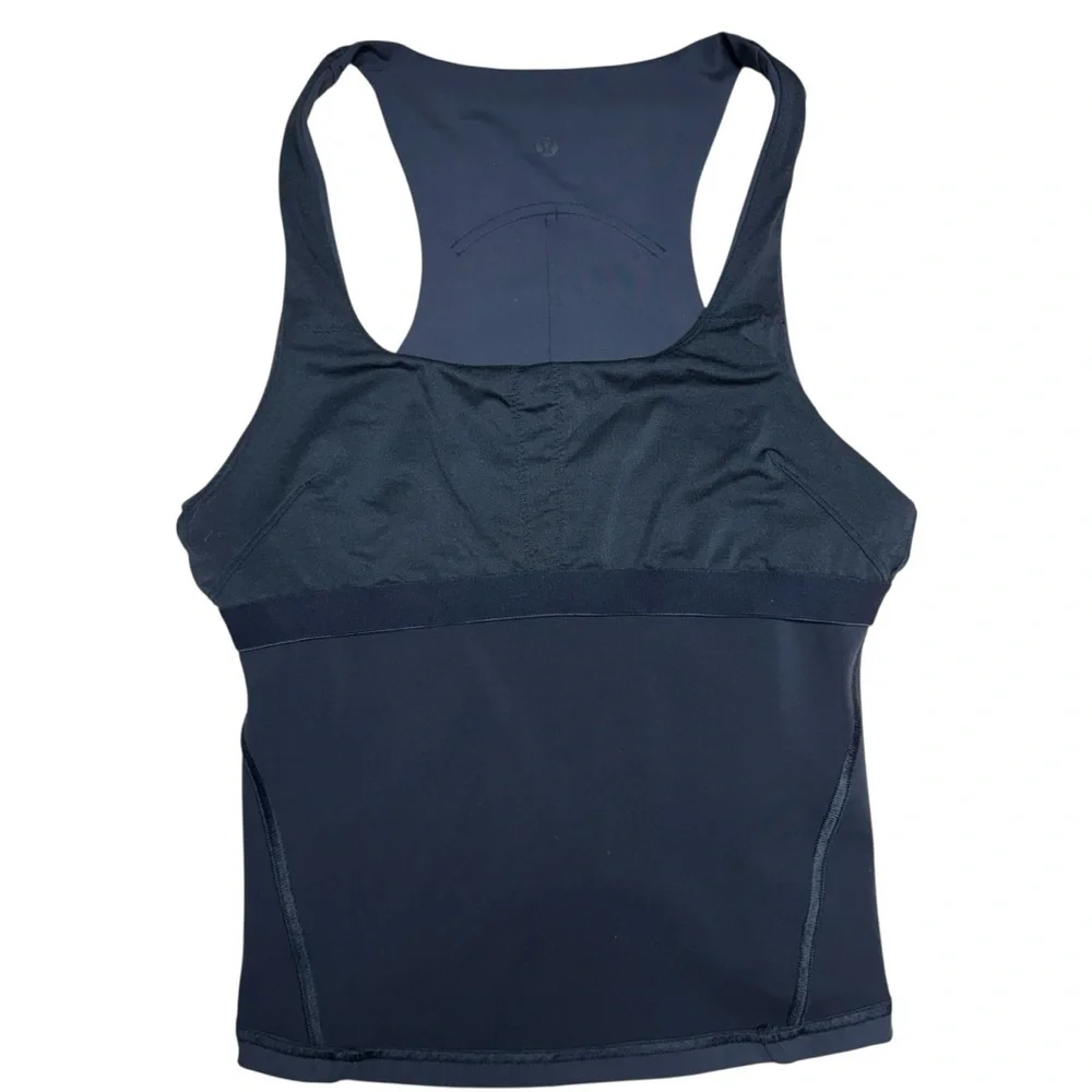 Lululemon InStill Tank Top Black Racerback Shelf Bra Square Neck Nulu Size 12